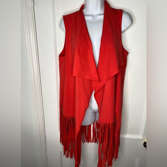 CHICOS ZENERGY NWT 1 Annato Orange Natasha Fringe Vest - Picture 2 of 7